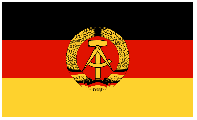 Which German state had a black-red-gold flag with a hammer, compass, and wheat wreath?