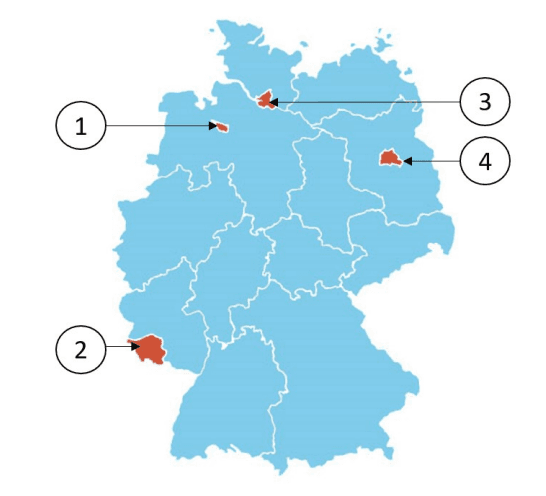 Which numbered state on the map is Hamburg?