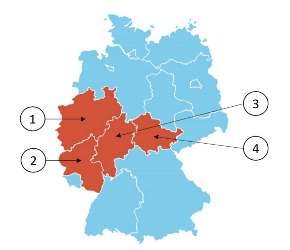 Which numbered state on the map is Hesse?