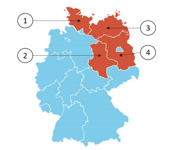Which numbered state on the map is Mecklenburg-Western Pomerania?