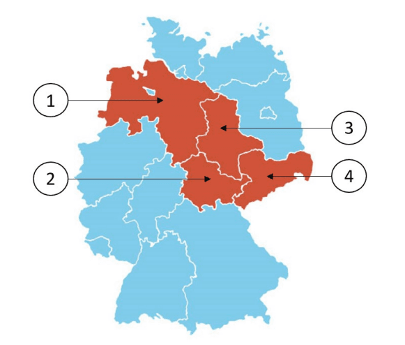 Which numbered state on the map is Lower Saxony?